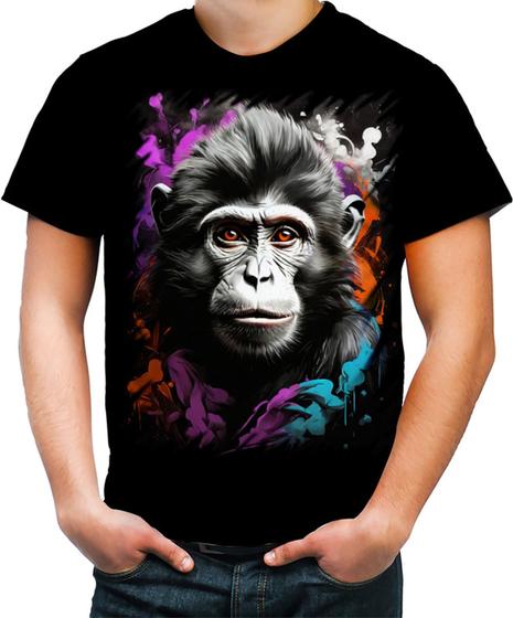 Imagem de Camiseta Colorida Macaco Monkey Ilustrado Vetor 4