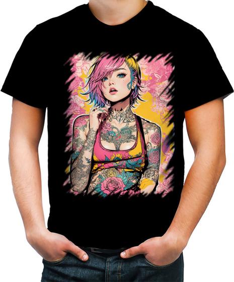 Imagem de Camiseta Colorida Mulher Tatuada Tatoo Style 6