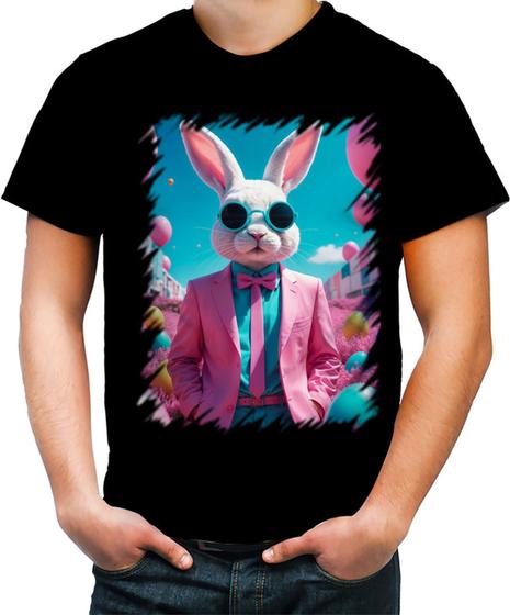 Imagem de Camiseta Colorida Páscoa Coelhinho Traços Vaporwave 11