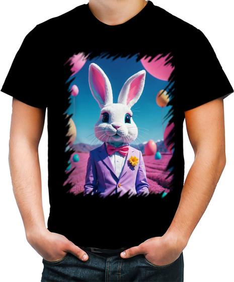 Imagem de Camiseta Colorida Páscoa Coelhinho Traços Vaporwave 8