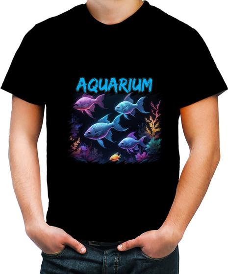 Imagem de Camiseta Colorida Peixes no Aquário Translúcido Fish 2