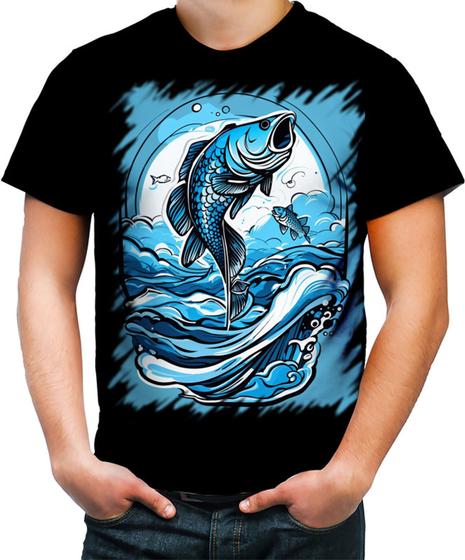 Imagem de Camiseta Colorida Pesca Esportiva Peixes Azul Paz 11