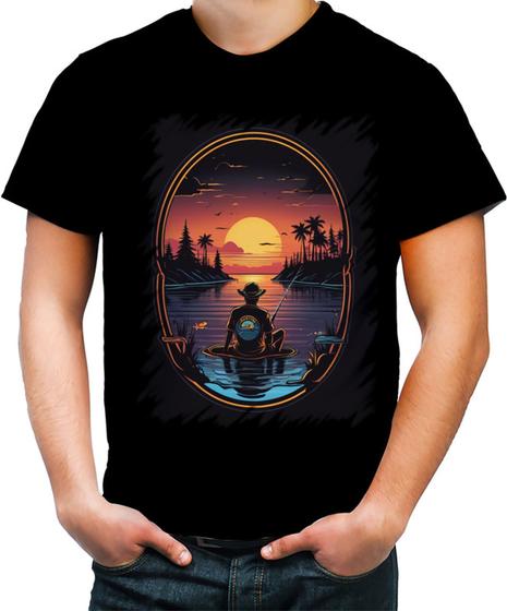 Imagem de Camiseta Colorida Pesca Esportiva Pôr do Sol Peixes 4