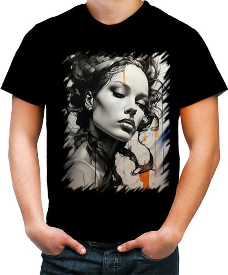 Imagem de Camiseta Colorida Pintura a Carvão Mulher Arte Esfumaçada 11