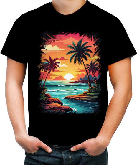 Imagem de Camiseta Colorida Praia Paradisíaca Vintage 8