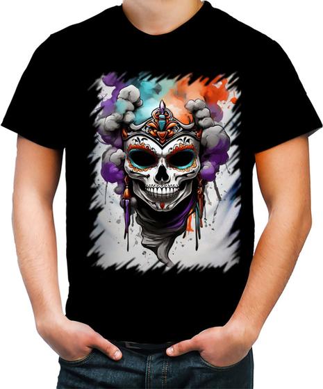 Imagem de Camiseta Colorida Rainha Mexicana Dama Esqueleto 6