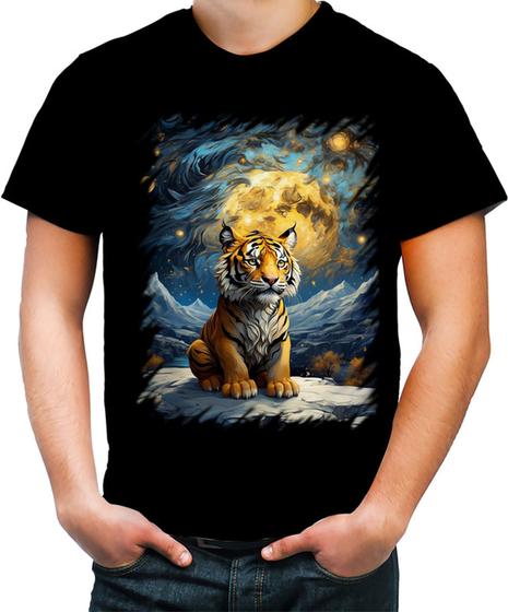 Imagem de Camiseta Colorida Tigre Noite Estrelada Van Gogh 1