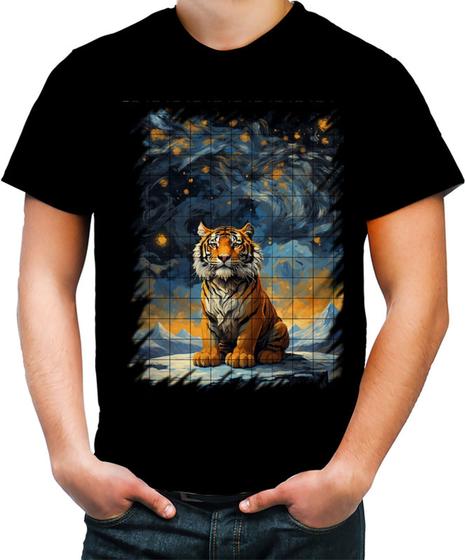 Imagem de Camiseta Colorida Tigre Noite Estrelada Van Gogh 2