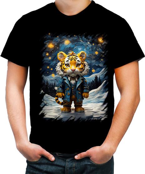 Imagem de Camiseta Colorida Tigre Noite Estrelada Van Gogh 5