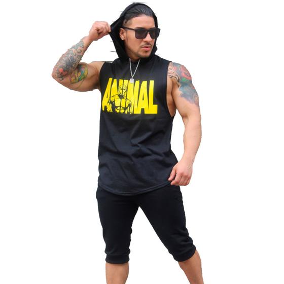 Imagem de Camiseta com capuz Animal Muscle Gym, moda casual para homens