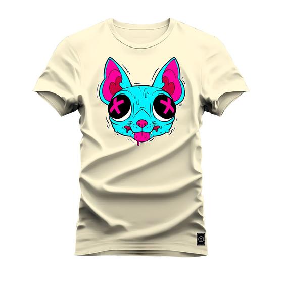 Imagem de Camiseta Confortável Estampada Nexstar 100% Algodão Gato Neon