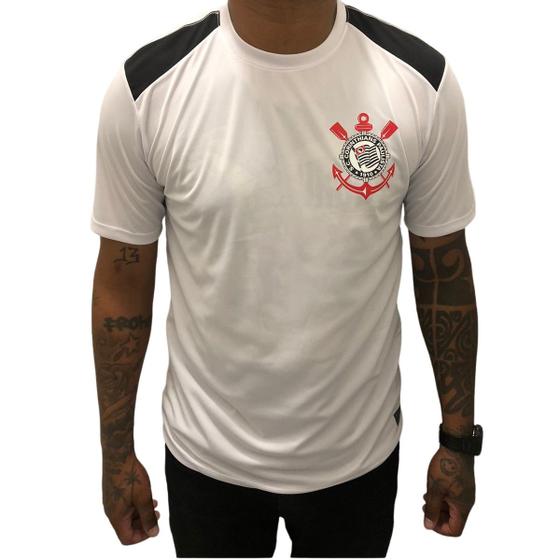 Imagem de Camiseta Corinthians Fitness Helanca Unissex - Branco e Preto