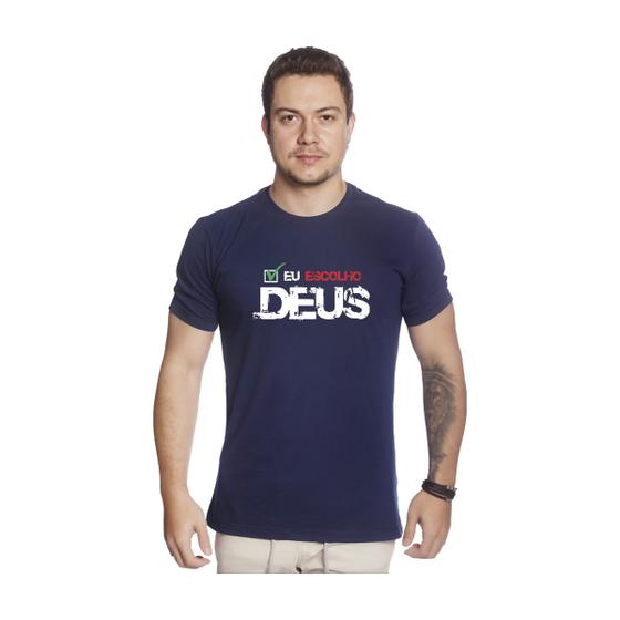 Imagem de Camiseta Cristã Masculina Algodão Eu Escolho Deus Blusa Gola Redonda