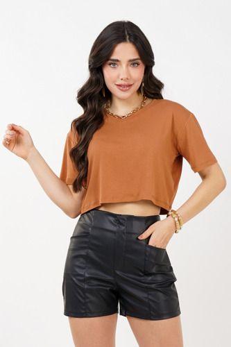 Imagem de Camiseta Cropped Feminino Tshirt Blusa Estilosa Larguinha