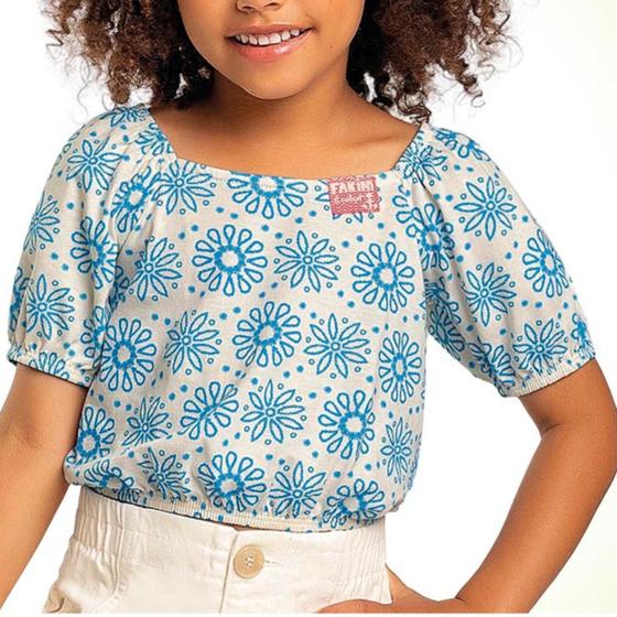 Imagem de Camiseta Cropped Infantil Menina Floral