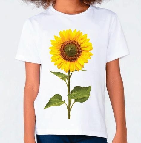 Imagem de Camiseta curta espevitados infantil branco estampado girassol