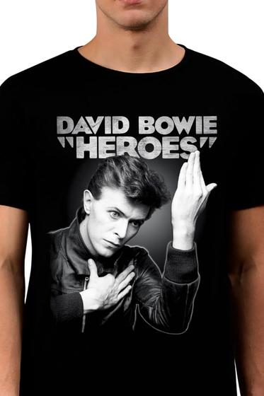 Imagem de Camiseta David Bowie Heroes Blusa Adulto Oficial Licenciado Banda de Rock Unissex Of0223