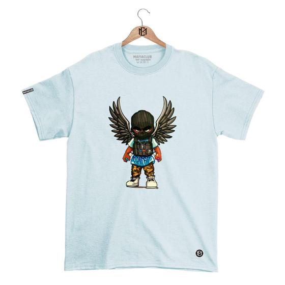 Imagem de Camiseta DBL Gola Redonda Estampa ANJO Streetwear fio 30.1 Penteado.