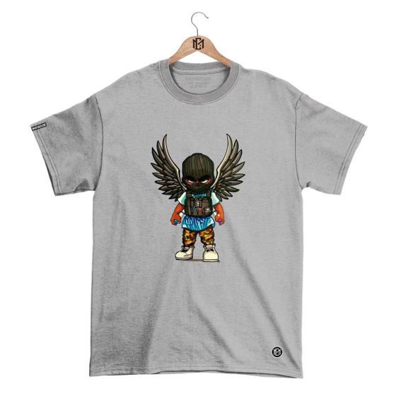 Imagem de Camiseta DBL Gola Redonda Estampa ANJO Streetwear fio 30.1 Penteado.