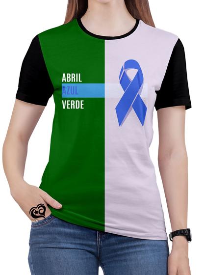 Imagem de Camiseta de Abril Verde e Azul Azul Feminina blusa