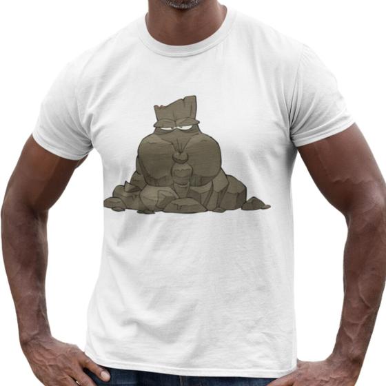 Imagem de Camiseta de Algodão Masculina T-shirt Basica Estampa Vulcão Desenho Cartoon