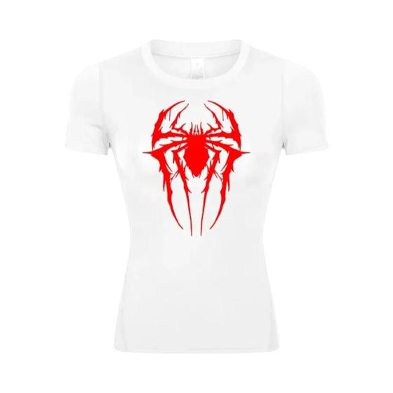 Imagem de Camiseta de Compressão Feminina com Estampa de Aranha - Manga Curta para Corrida, Treino e Yoga