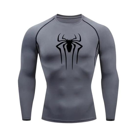 Imagem de Camiseta de Compressão Masculina com Proteção Solar - Manga Longa para Fitness, Corrida e MMA