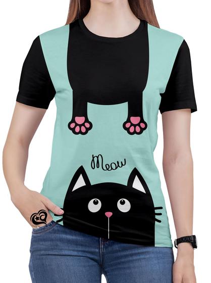 Imagem de Camiseta de Gato Feminina blusa Animal Verde