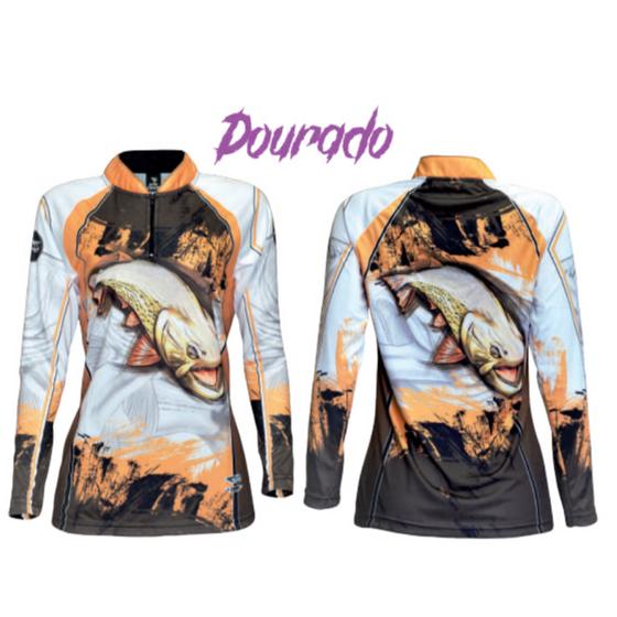 Imagem de Camiseta de Pesca Feminina Rock Fishing 35+UV Dourado