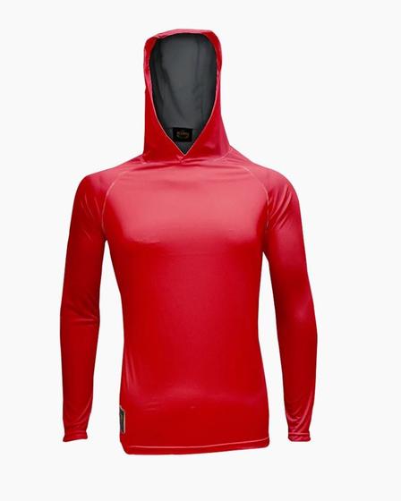 Imagem de Camiseta de Pesca King Proteção Solar Uv Com Capuz - Vermelho