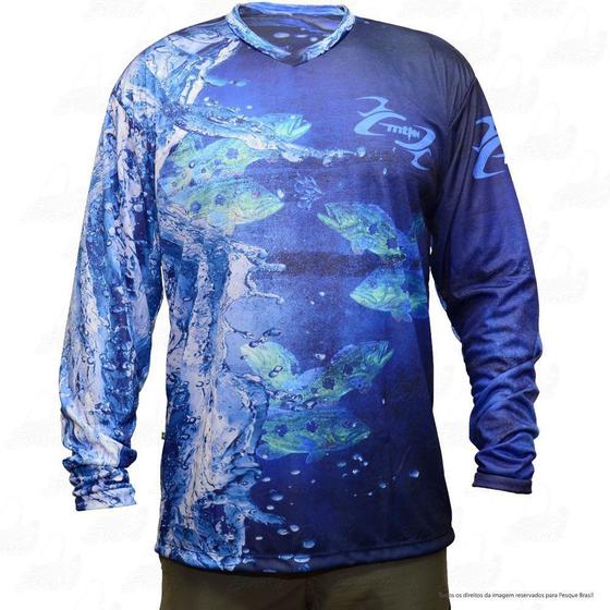 Imagem de Camiseta de Pesca Mtk Attack com Proteção Solar Filtro UV Cor Azul Tucunaré