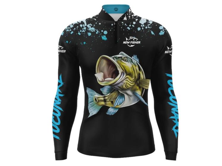 Imagem de Camiseta De Pesca New Fisher Proteção Solar UV NF03 - Tucunaré Azul