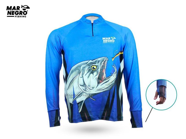 Imagem de Camiseta de Pesca Proteção Solar 50+ UV Mar Negro - Cachorra