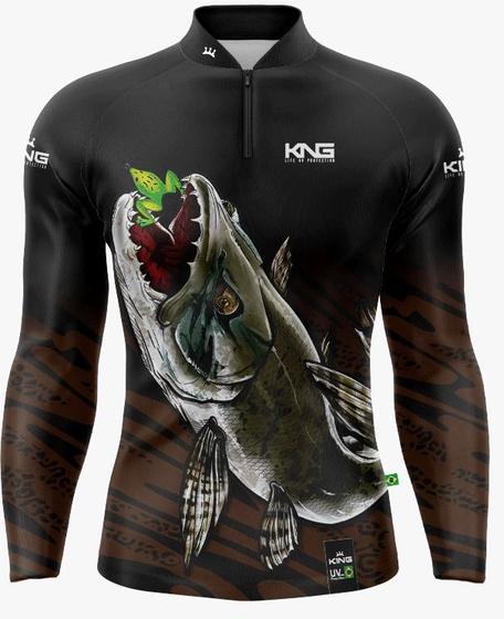 Imagem de Camiseta de Pesca Traira Trairão Modelo Novo King Brasil Proteção Solar 50