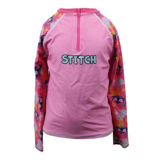 Imagem de Camiseta De Praia Manga Longa Infantil Stitch Com Proteção UV 50+ Tamanho 6