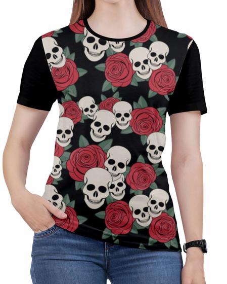 Imagem de Camiseta de Rock n roll Caveira moto Feminina Roupas blusa 4