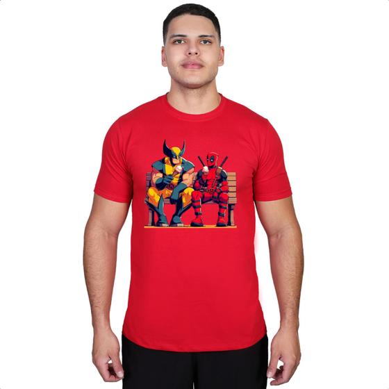 Imagem de Camiseta Deadpool Wolverine Masculina Gola Redonda De Algodão