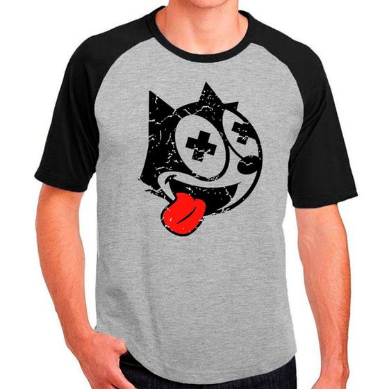 Imagem de Camiseta desenho gato félix cinza masculina