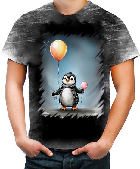 Imagem de Camiseta Desgaste Bebê Pinguim com Balões Crianças 14