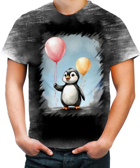 Imagem de Camiseta Desgaste Bebê Pinguim com Balões Crianças 18