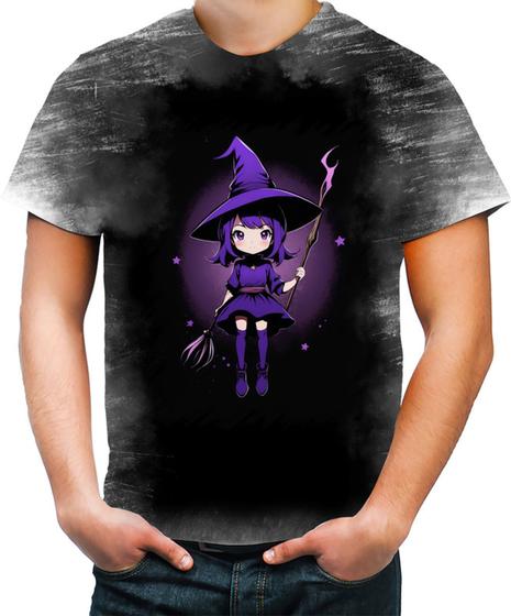 Imagem de Camiseta Desgaste Bruxa Halloween Púrpura Festa 1