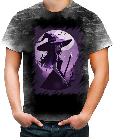 Imagem de Camiseta Desgaste Bruxa Halloween Púrpura Festa 3