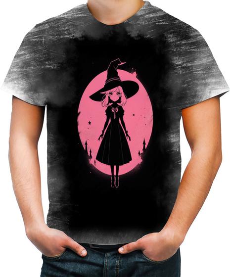 Imagem de Camiseta Desgaste Bruxa Halloween Rosa 13