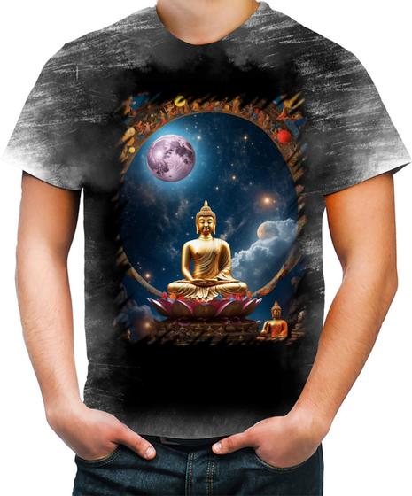 Imagem de Camiseta Desgaste Buda Universo Lótus Imortalidade 7