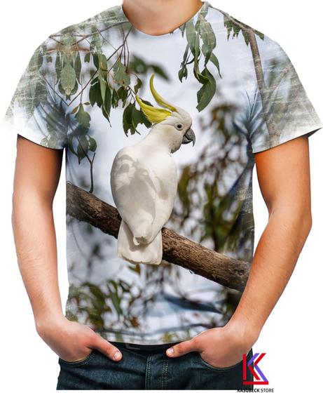 Imagem de Camiseta Desgaste Cacatua Crista de Enxofre Pássaro 1