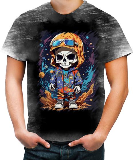 Imagem de Camiseta Desgaste Caveira Infantil Estilosa Unif 10