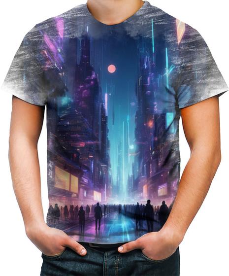 Imagem de Camiseta Desgaste Cidade Futurística Cyber City Future 2