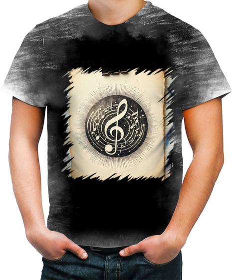 Imagem de Camiseta Desgaste Clave de Sol Música arte 1