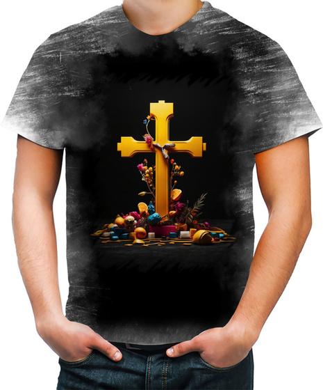 Imagem de Camiseta Desgaste da Cruz de Jesus Igreja Fé 24