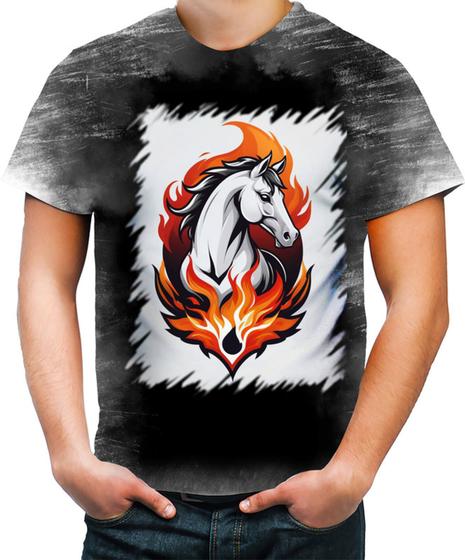 Imagem de Camiseta Desgaste de Cavalo Flamejante Fire Horse 7